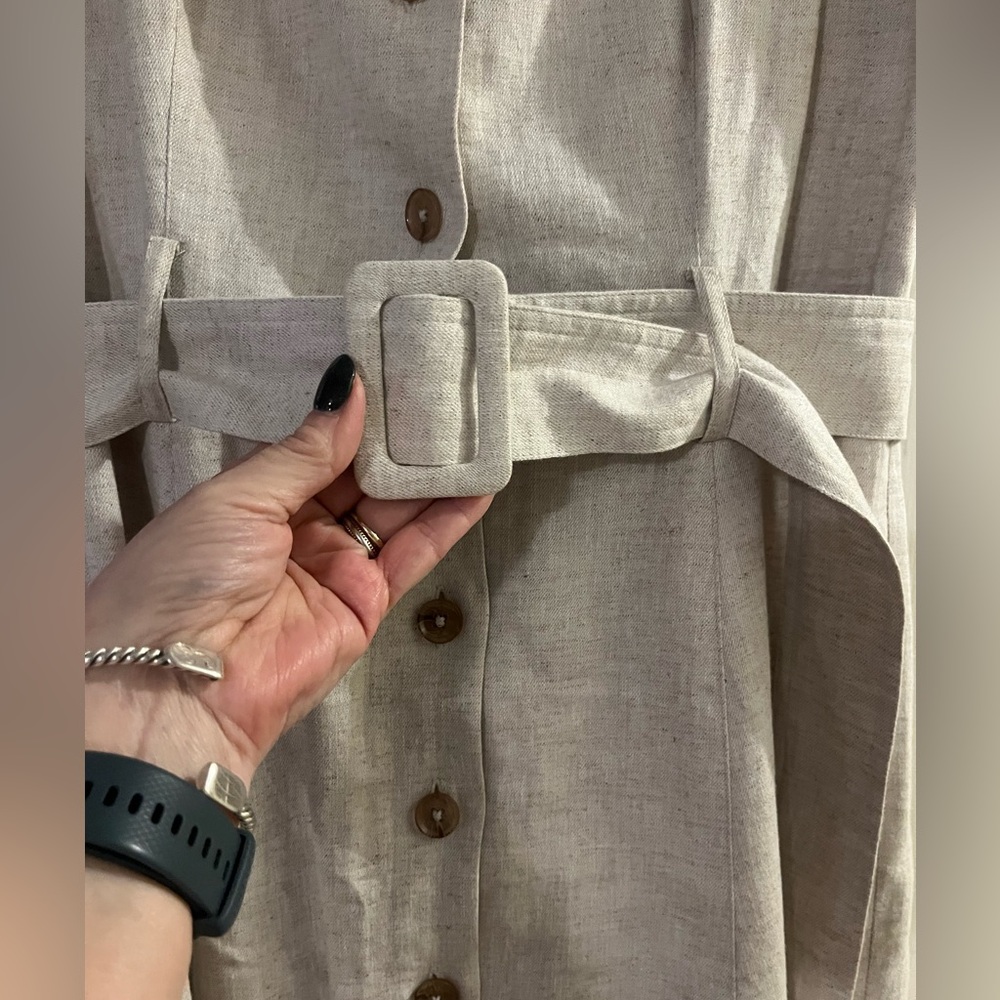 Banana Republic LINEN-BLEND BUTTON MIDI DRESS with Belt - Picture 4 of 6